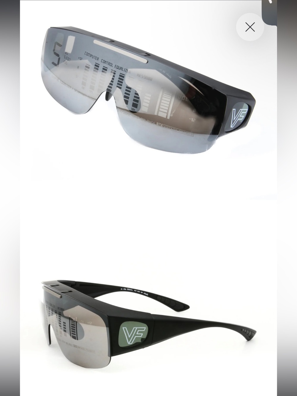 Vintage Frames Moondog Shield Black Nylon Sunglasses Equalizer Mirror Lenses